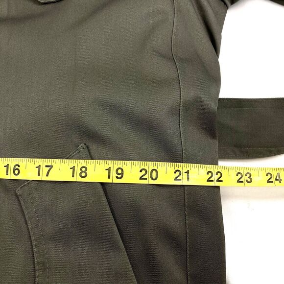 Men's Olive Green Trench Coat - Classic Double-Breasted Trench - Picture 8 of 14